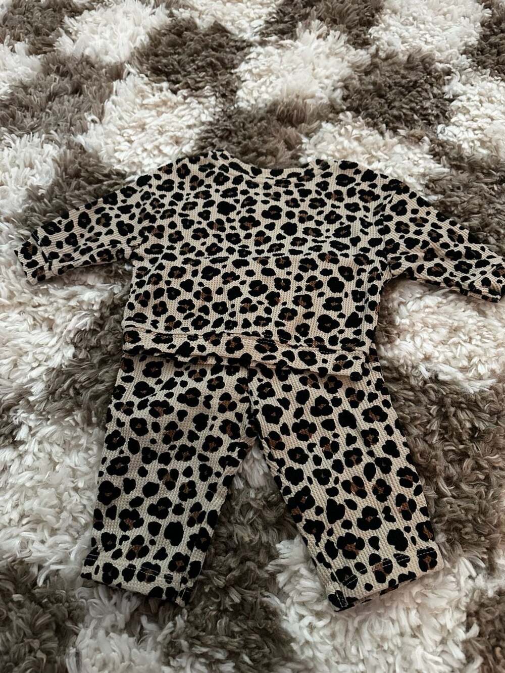 Cat & Jack Baby Leopard Print Waffle Thermal Sweatshirt and Leggings Set 0-3M